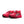Red running shoe with black swoosh logo on a white background