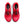 Red running shoe with black swoosh logo on a white background