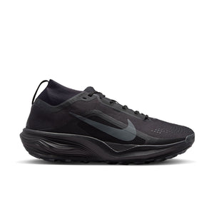 Black running shoe with Nike logo on a white background