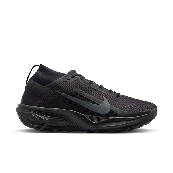 Black running shoe with Nike logo on a white background