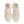 Pair of beige running shoes on a white background.