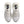 White athletic shoes with black logo on a white background