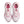 White and pink running shoes with visible branding Nike and Vomero tags on a white background.