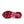 Close-up of a pink shoe sole with red tread pattern on a white background.