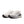 White athletic shoes with black soles on a white background
