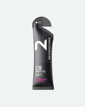 Neversecond C30 Energy Gel packaging on a white background