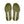 View of the outsole of a green trail shoe  with tread pattern on a white background.