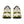Back view of a pair of beige and green sneakers on a white background.