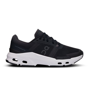 The On Cloudpulse is a great training shoe for the gym with an all black upper and white midsole.