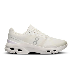A pair of white On Cloudpulse women's sneakers with a lace-up closure and visible cushioning.