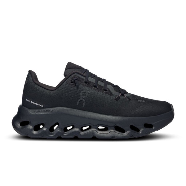 All black lifestyle shoe from On that is very comfortable.