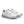 White running shoes with blue accents on a white background.