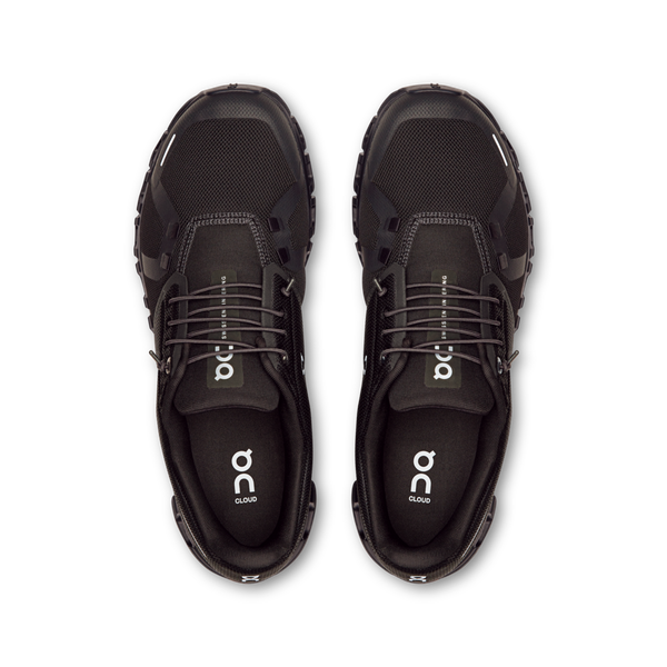 Everything on these On Cloud 6 shoes for men is black except the logo on the tongue.