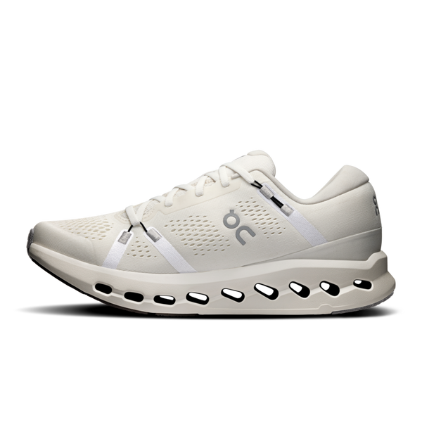 The medial side of this shoe has an On logo in teh middle.