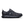 On waterproof black running shoe with a unique sole design on a white background.