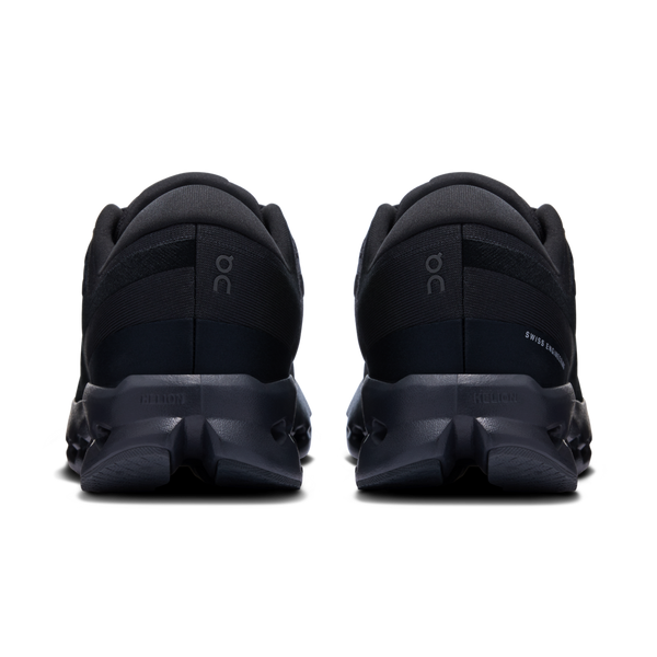 The heel of these running shoes has the Brand name On written on each shoe.