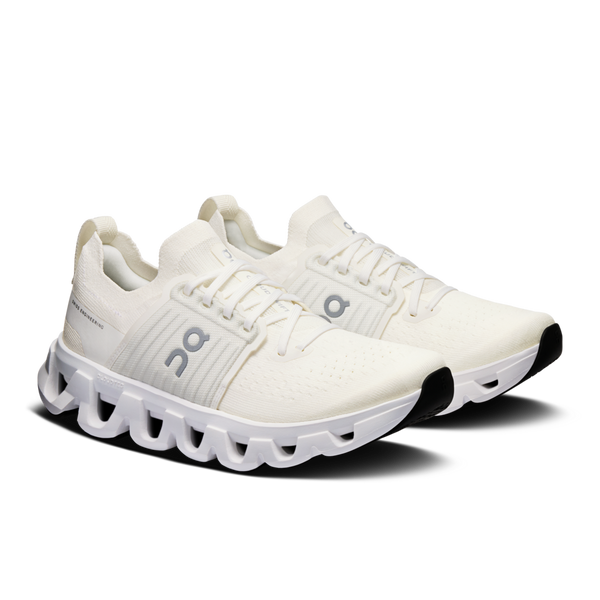 These On Cloudswift shoes have an all white upper.