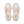 Pair of white running shoes with pink and yellow accents on a white background