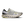 A pair of On running shoes with a gray upper and yellow accents, including the brand logo on the side.