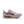 Pink and rose colored Nike running shoe with black Nike logo on a white background.