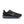 Black men's Nike running shoe with a blue swoosh logo on a white background