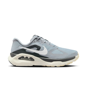 Gray Nike running shoe with Nike logo on a white background