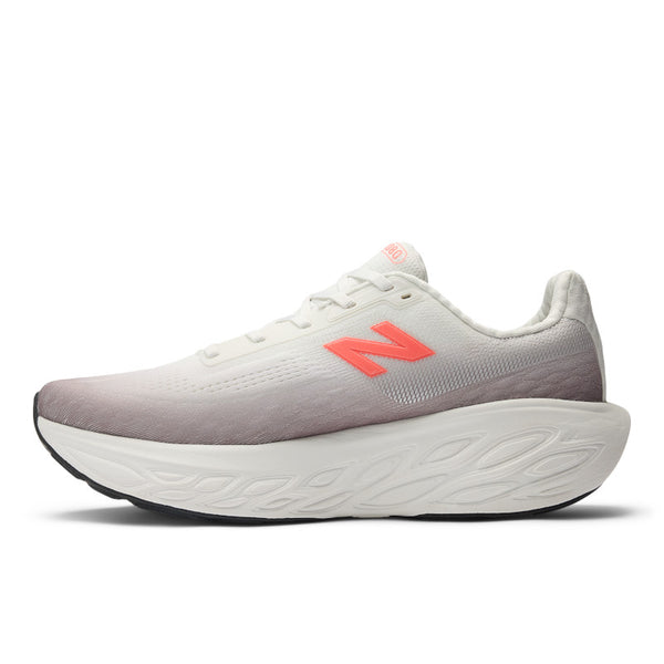 White running shoe with a red 'N' logo on a white background.