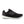 Black mens running shoe with a white midsole and a unique sole design on a white background.