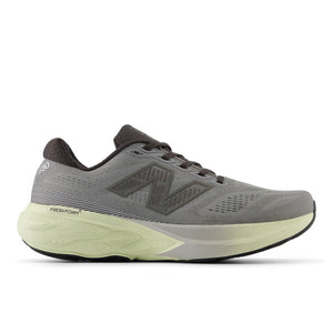 This image displays the Men's 880 V15, a stylish and modern sneaker designed for both comfort and functionality. The shoe features a neutral grey color with subtle green accents, enhancing its visual appeal.