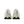 White running shoes with green midsole on a white background where the black outsole just barely comes through.
