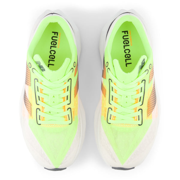 When viewing these Rebel V4 running shoes from above the main color that can be seen is a neon green.