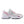 White and pink running shoe with New Balance logo on a white background.