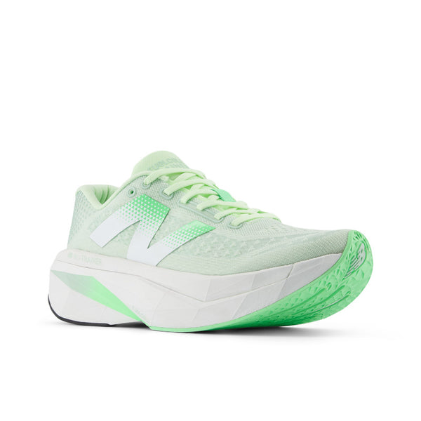 The large N on the lateral side of this running shoe stands for New Balance.