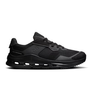 The medial side of an all black lifestyle shoe from On.