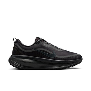 All black waterproof running shoe on a white background.