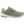 Green running shoe with white sole on a white background