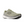 Green running shoe with white sole on a white background