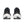 Black running shoes with white soles on a white background