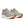 Pair of gray running shoes with orange soles on a white background