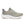 Gray and green running shoe on a white background
