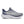 Gray men's running shoe with white midsole on a white background.