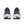 Navy and gray athletic shoes on a white background