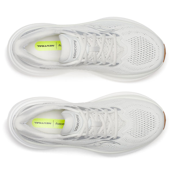 White running shoes with a visible brand logo on a white background