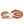Close-up of a shoe sole with orange and white design on a white background