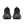 Black athletic shoes with a focus on sole design on a white background