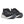 Black, white, and silver running shoe on a white background