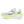 Neon yellow, white, and black running shoe on a white background