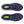 Navy running shoes with white soles on a white background