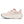 Pink running shoe with 'Saucony' branding on a white background