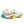 White Saucony running shoes with colorful accents on a white background.